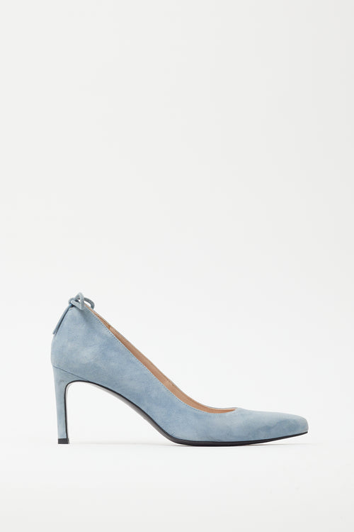 Stuart Weitzman Blue Suede Point Toe Pump