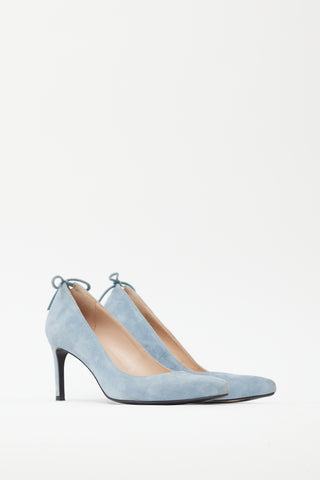 Stuart Weitzman Blue Suede Point Toe Pump