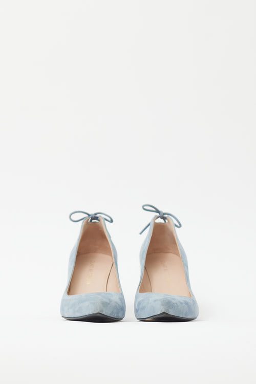 Stuart Weitzman Blue Suede Point Toe Pump