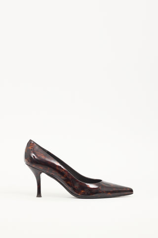 Stuart Weitzman Brown 
Black Patent Leather Pump