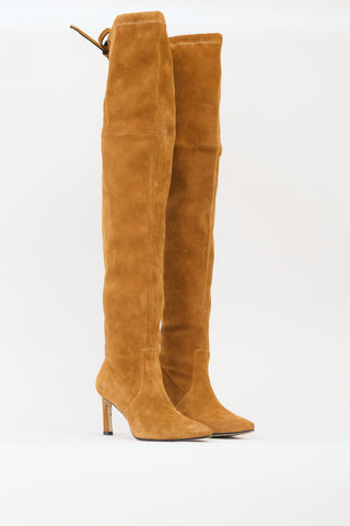 Stuart Weitzman Brown Suede Natalia 75 Thigh High Boot