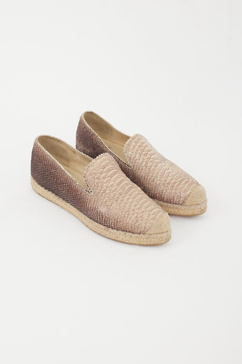 Stuart Weitzman Brown Textured Espadrille Flat