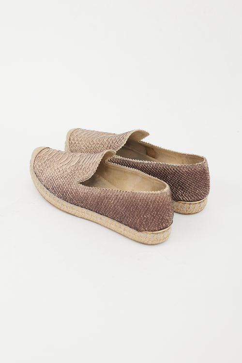 Stuart Weitzman Brown Textured Espadrille Flat