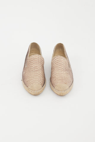 Stuart Weitzman Brown Textured Espadrille Flat