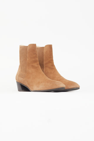 Stuart Weitzman Brown Suede Cleora Heeled Boot