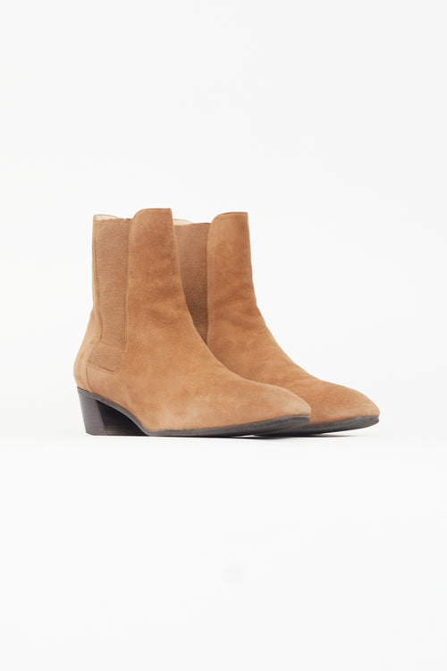 Stuart Weitzman Brown Suede Cleora Heeled Boot