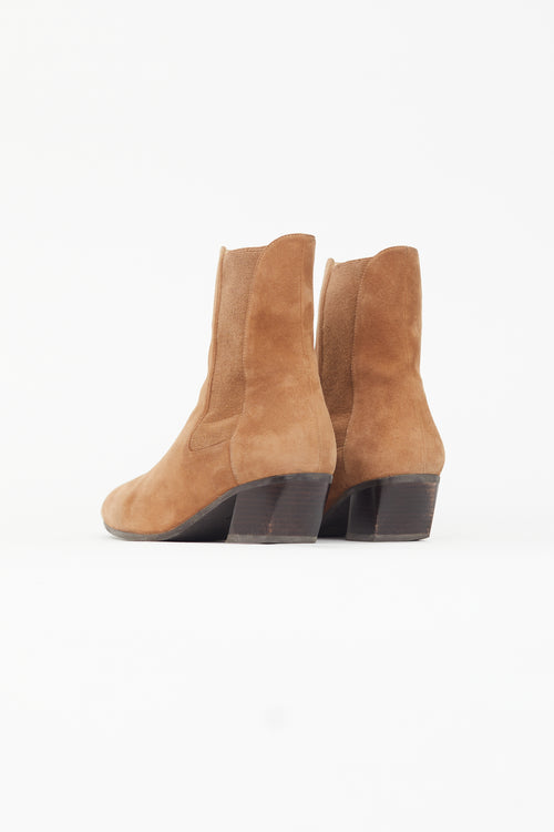 Stuart Weitzman Brown Suede Cleora Heeled Boot