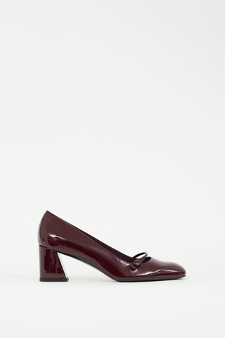 Stuart Weitzman Burgundy Patent Leather Mary Jane Pump