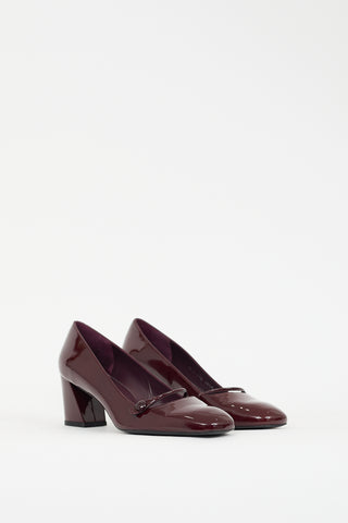 Stuart Weitzman Burgundy Patent Leather Mary Jane Pump