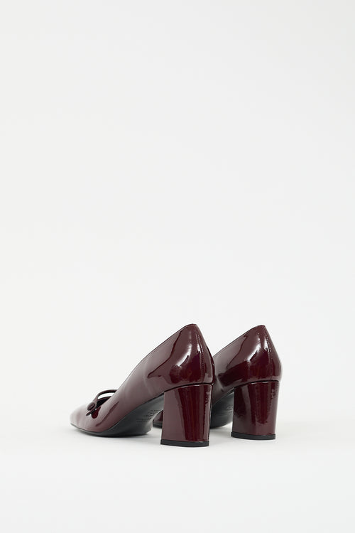 Stuart Weitzman Burgundy Patent Leather Mary Jane Pump