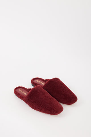 Stuart Weitzman Burgundy Sherpa Jude Chill Mule