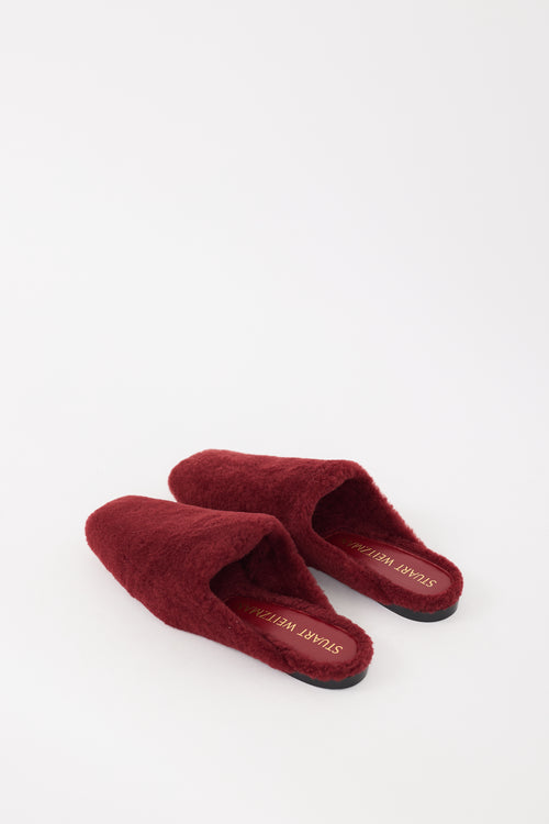 Stuart Weitzman Burgundy Sherpa Jude Chill Mule