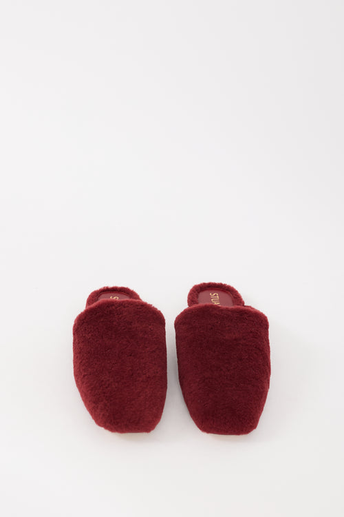 Stuart Weitzman Burgundy Sherpa Jude Chill Mule