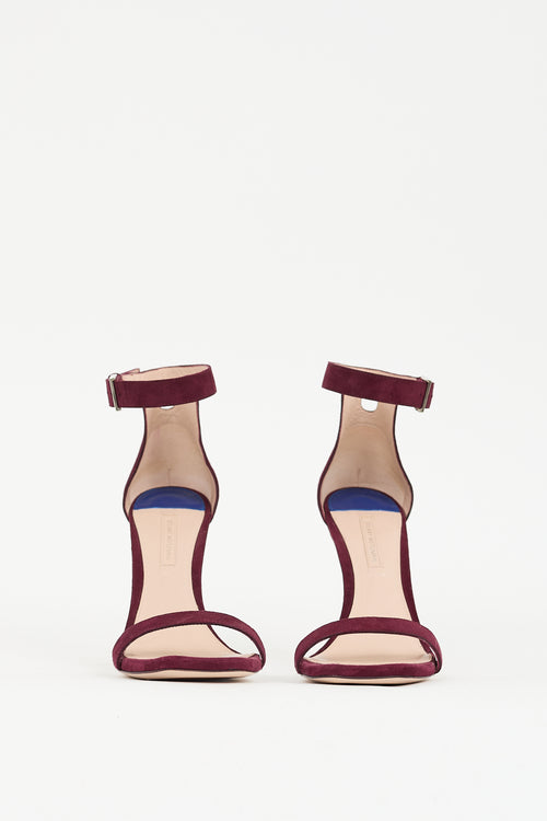 Stuart Weitzman Burgundy Suede Nudistcurve Heel