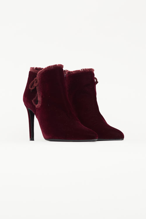 Stuart Weitzman Burgundy Velvet Lashes Boot