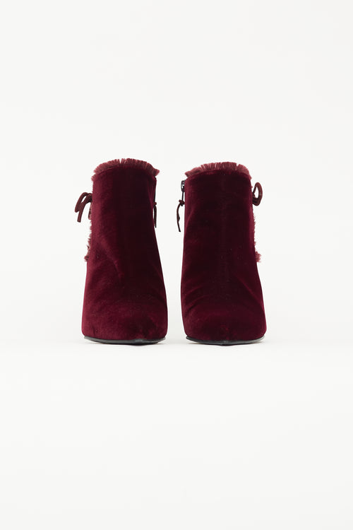 Stuart Weitzman Burgundy Velvet Lashes Boot