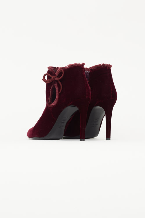 Stuart Weitzman Burgundy Velvet Lashes Boot