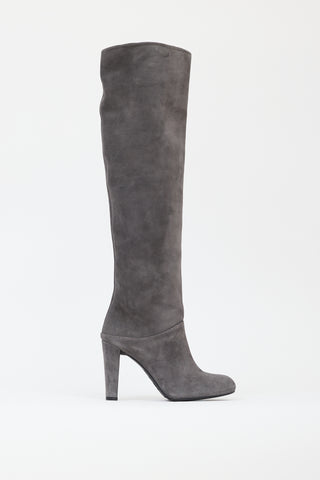 Stuart Weitzman Dark Grey Suede Over The Knee Boot