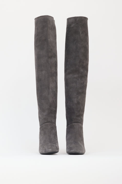 Stuart Weitzman Dark Grey Suede Over The Knee Boot