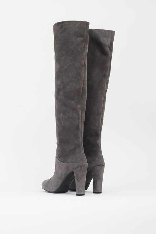 Stuart Weitzman Dark Grey Suede Over The Knee Boot