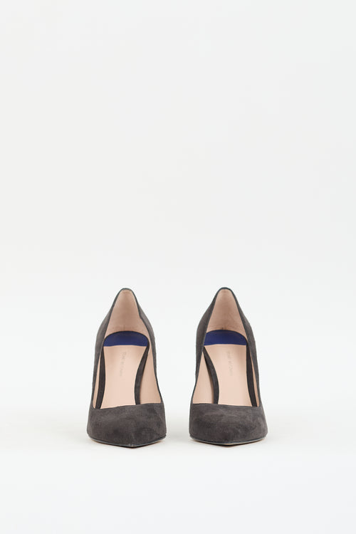 Stuart Weitzman Dark Grey Suede Stuart 100 Pump