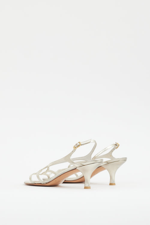 Stuart Weitzman Gold Leather Slingback Sandal