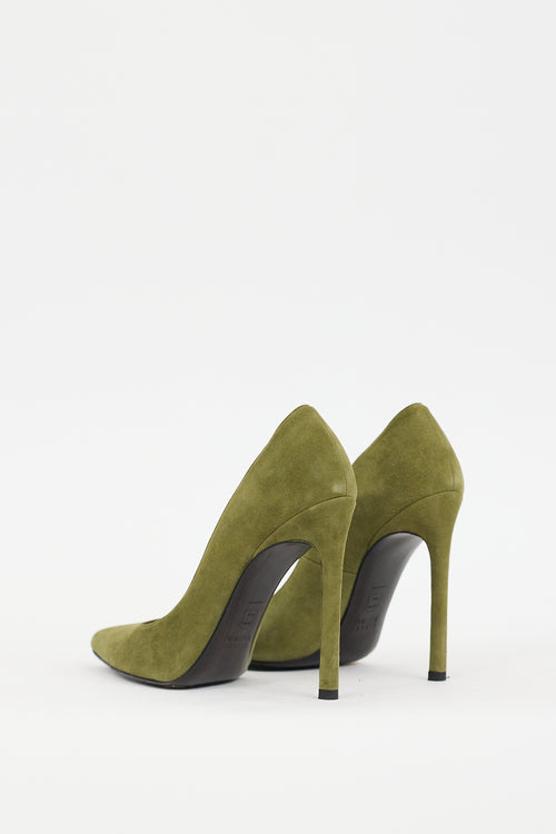 Stuart Weitzman Green Suede Stuart Pump