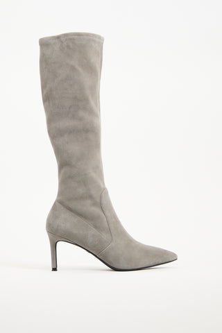 Stuart Weitzman Grey Suede Knee High Boot