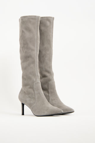 Stuart Weitzman Grey Suede Knee High Boot