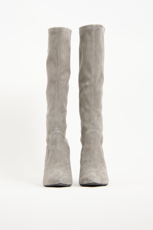 Stuart Weitzman Grey Suede Knee High Boot