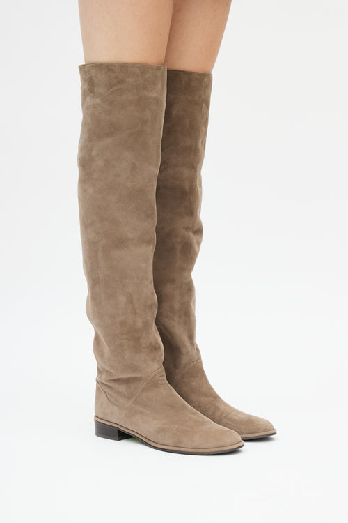 Stuart Weitzman Khaki Suede Over The Knee Boot