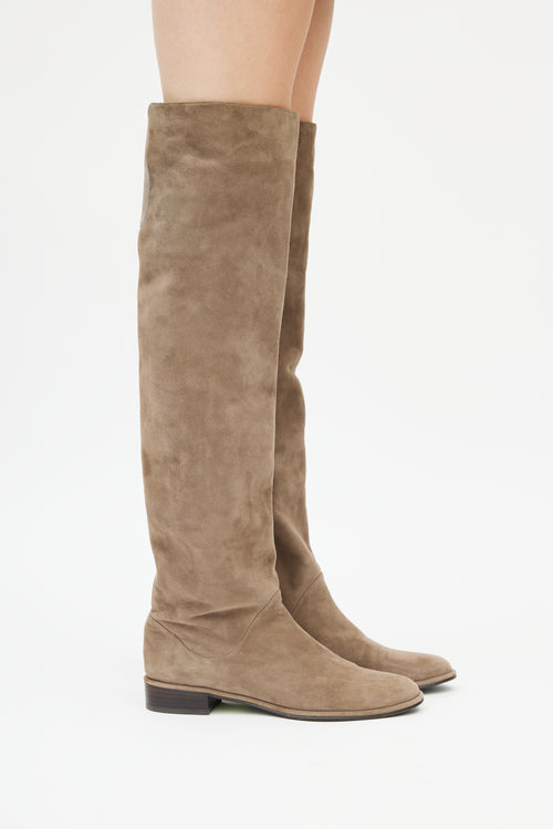 Stuart Weitzman Khaki Suede Over The Knee Boot