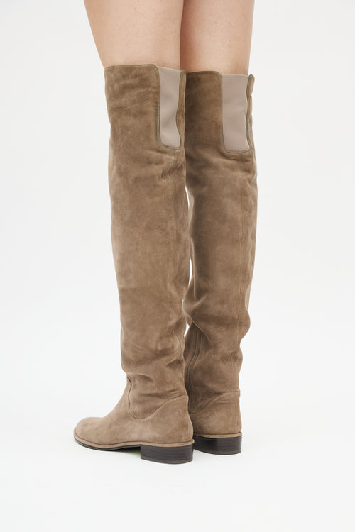 Stuart Weitzman Khaki Suede Over The Knee Boot