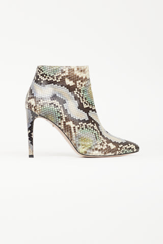 Stuart Weitzman Green Textured Heeled Ankle Boot