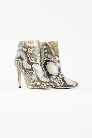 Stuart Weitzman Green Textured Heeled Ankle Boot