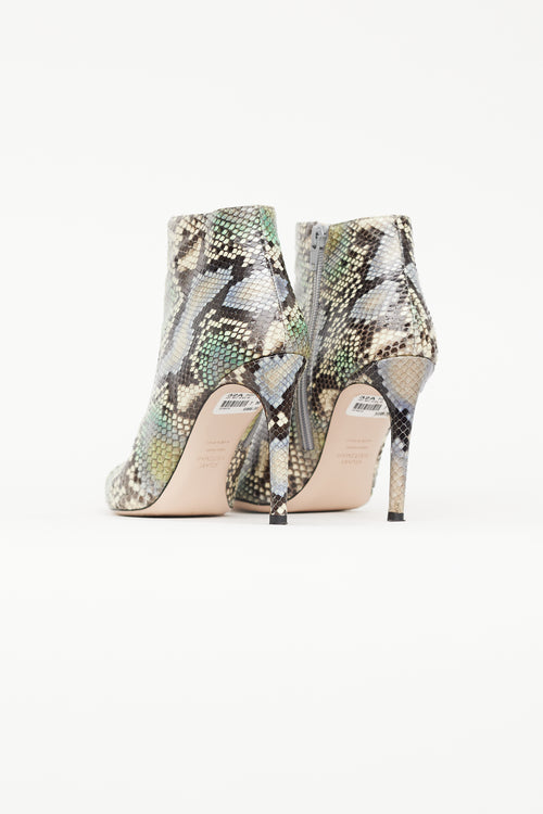 Stuart Weitzman Green Textured Heeled Ankle Boot