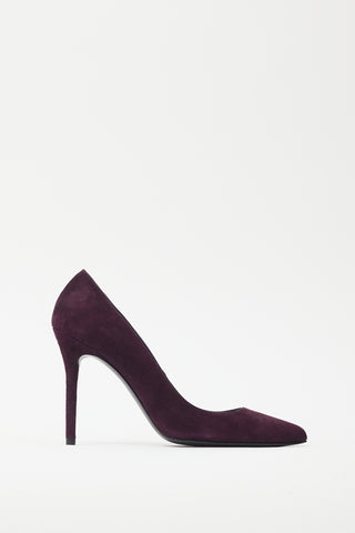 Stuart Weitzman Purple Suede Pointed Toe Pump