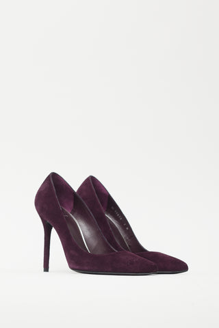 Stuart Weitzman Purple Suede Pointed Toe Pump