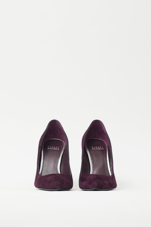 Stuart Weitzman Purple Suede Pointed Toe Pump