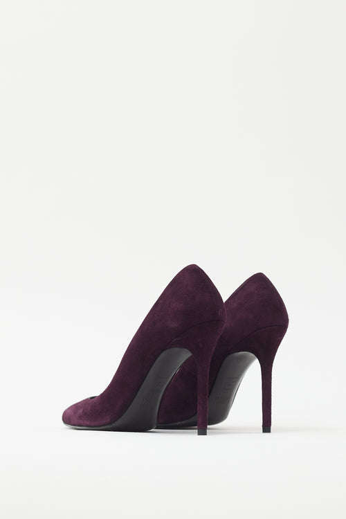 Stuart Weitzman Purple Suede Pointed Toe Pump