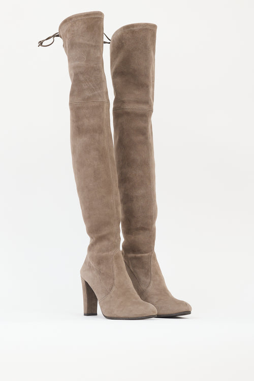 Stuart Weitzman Taupe Suede Highland Boot