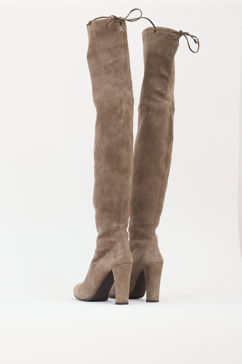 Stuart Weitzman Taupe Suede Highland Boot