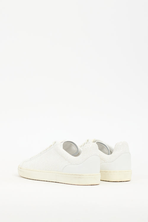 Stuart Weitzman White Leather Sparkly Sneaker