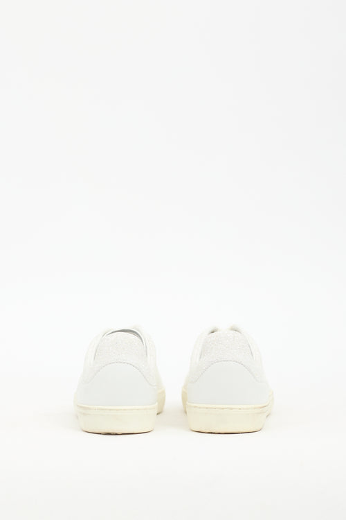 Stuart Weitzman White Leather Sparkly Sneaker