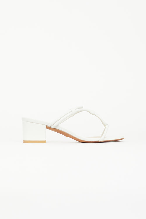 Stuart Weitzman White Woven Knotted Mule