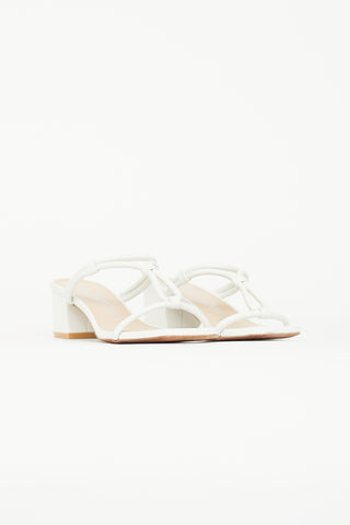 Stuart Weitzman White Woven Knotted Mule