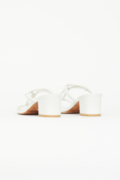 Stuart Weitzman White Woven Knotted Mule