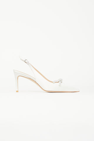 Stuart Weitzman White SW Bow 75 Slingback Heel