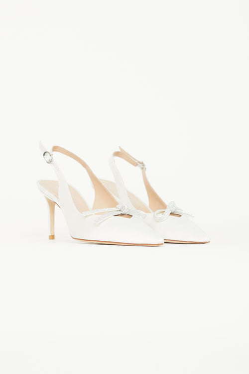 Stuart Weitzman White SW Bow 75 Slingback Heel