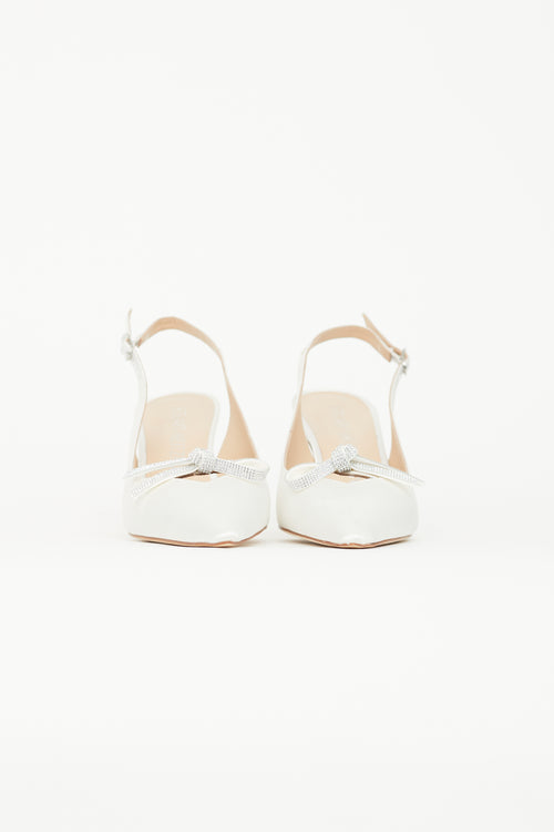 Stuart Weitzman White SW Bow 75 Slingback Heel